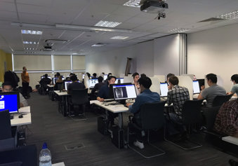 Exam candidates at an exam sitting