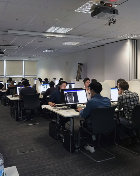 Exam candidates at an exam sitting